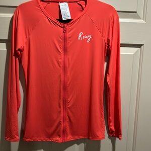 Roxy full zip rash guard Coral Size Large